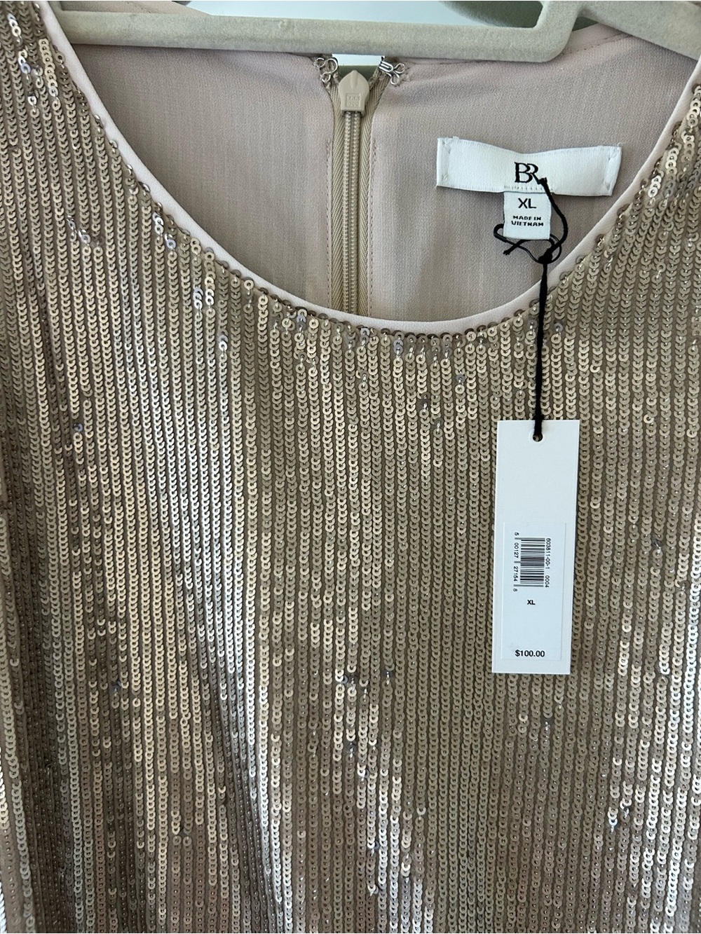 Banana Republic Champagne Sequin Scoop Neck Top